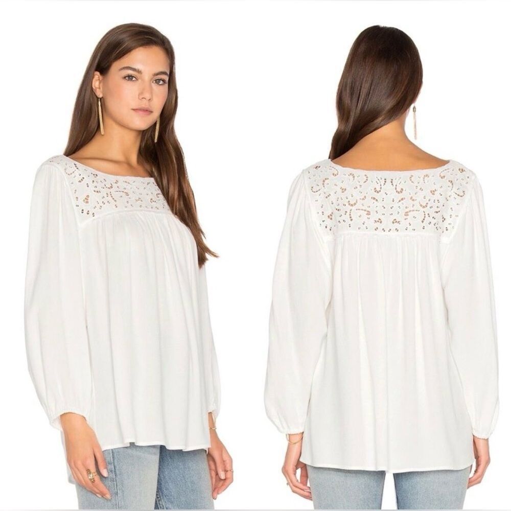 Joie Sagrada White Embroidered Eyelet Blouse Size Small